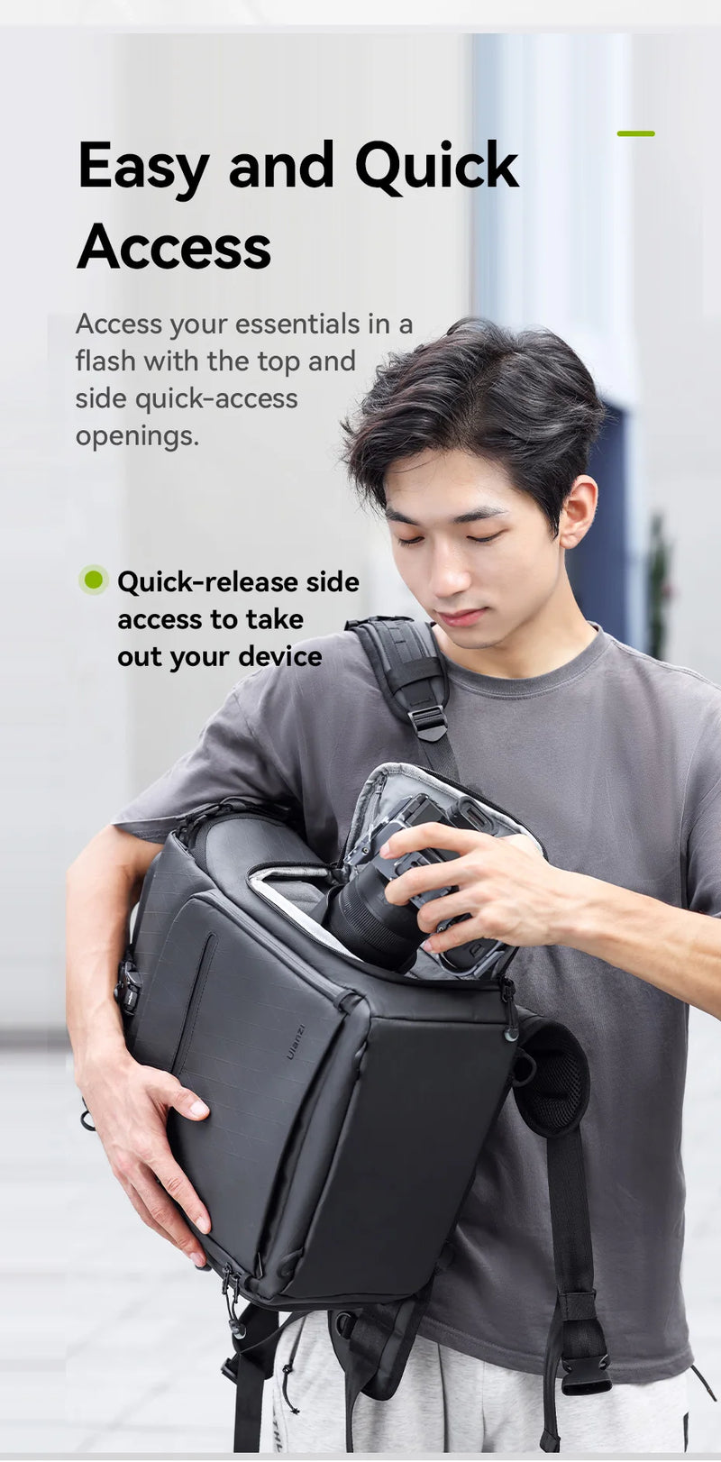 Ulanzi BT01 Business Travel Backpack 25.5-32.64L Capacity for Outdoor Photography Short Trip Water-repellent Fabric Camera Bag