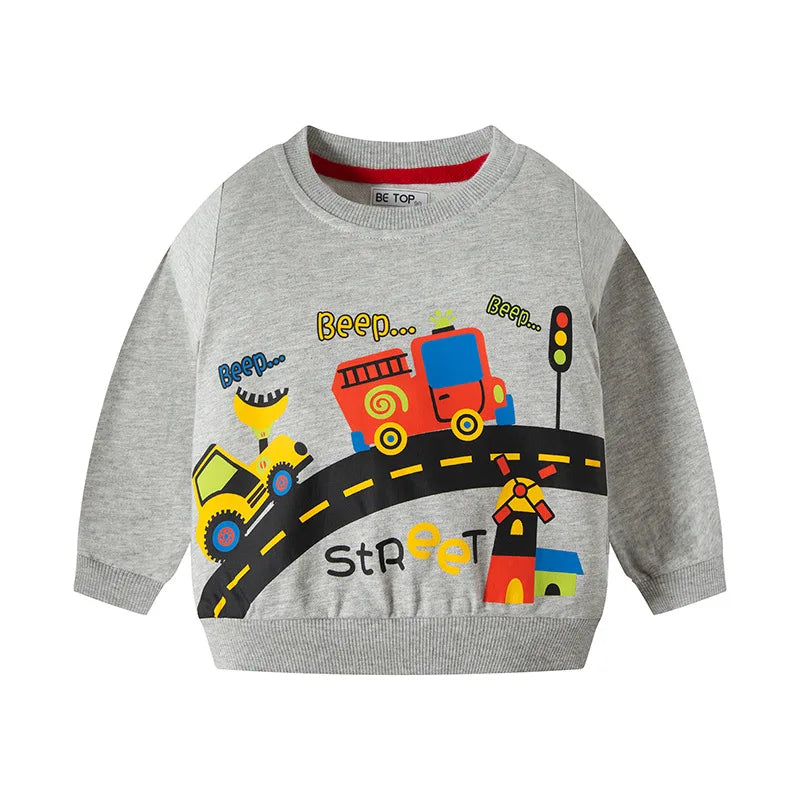 Children Wear 2022 New Autumn Boys Sportswear Cartoon Sweatshirt Kids Girls Round Neck Casual Top Clothing