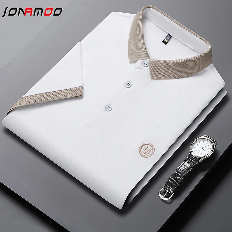 2024 Men's New Embroidered Cotton Business Leisure Short Sleeved POLO Shirt Fashion Comfortable and Breathable Top