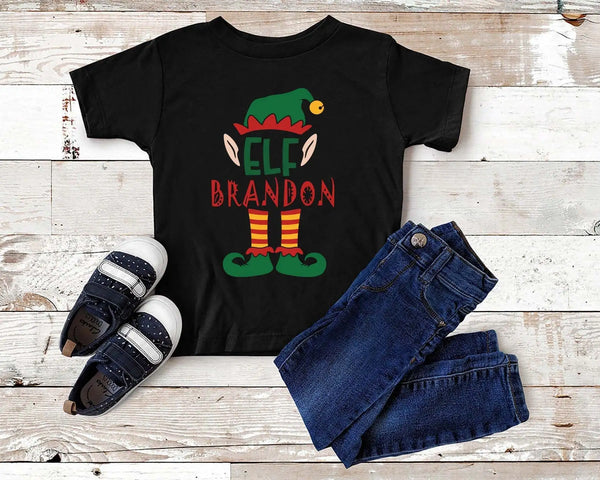 Custom Name Kids Elf T Shirt Christmas Toddler Baby 1st Onesie Funny Xmas for Boy or Girl