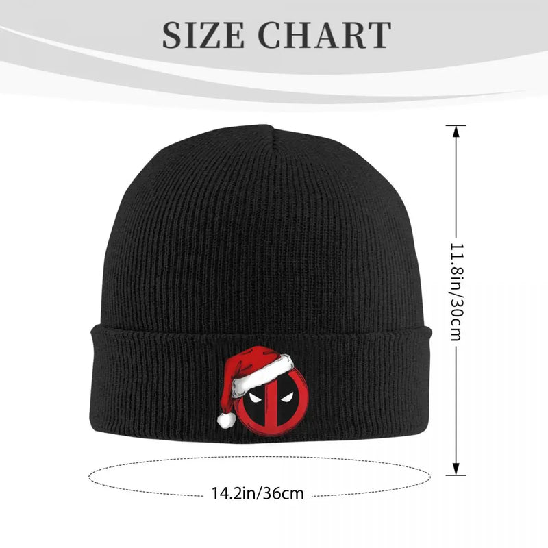 Deadpool Icon Santa Hat Christmas Graphic Bonnet Hats Beanie Hats Knitted Hat Spring Street Adult Unisex Kpop Head Wrap Cap