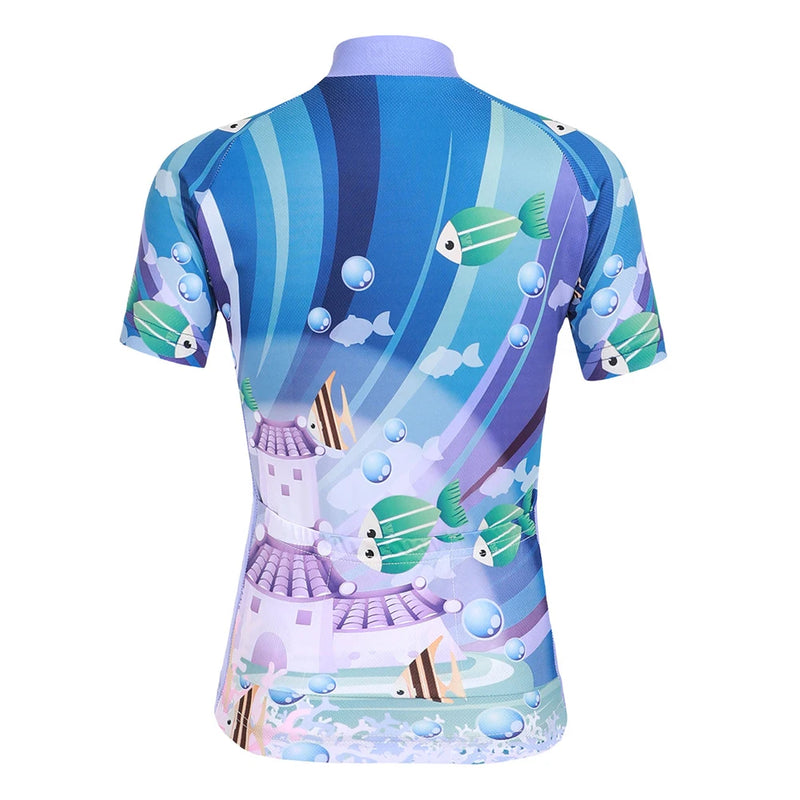 Cartoon Printed Short Sleeve Children's Cycling Jersey Quick-dry Mesh Cloth MTB Bike Riding Wear Boys Girls Bicycle Clothing