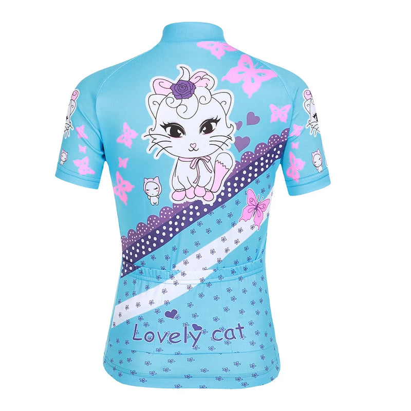 Cartoon Printed Short Sleeve Children's Cycling Jersey Quick-dry Mesh Cloth MTB Bike Riding Wear Boys Girls Bicycle Clothing