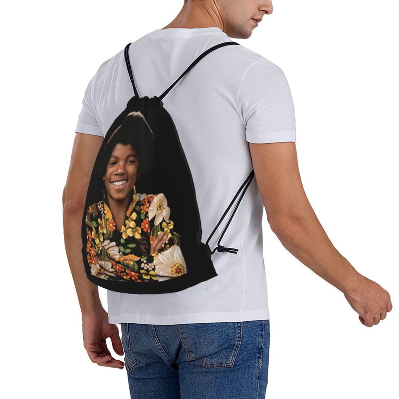 Young Michael Jackson Signature Kids Colorful 1970S Mj Jackson Five Era Drawstring Bags Gym Bag Gym Sports Style