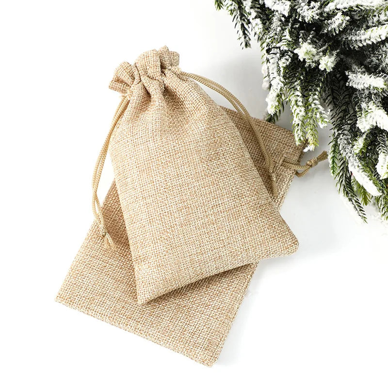 30/50 Pcs Multi Colors Jute Storage Bags Christmas Party Wedding Gift Fabric Package Drawstring Pouches Gift Bag 7x9/10x14cm