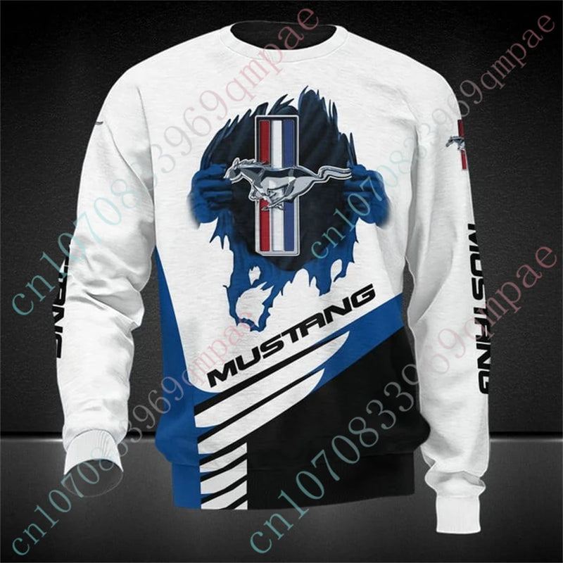 Mustang Oversized T-shirt Harajuku O Neck Long Sleeve Casual T Shirt For Men Women Anime Sweatshirt Unisex Clothing Custom Logo