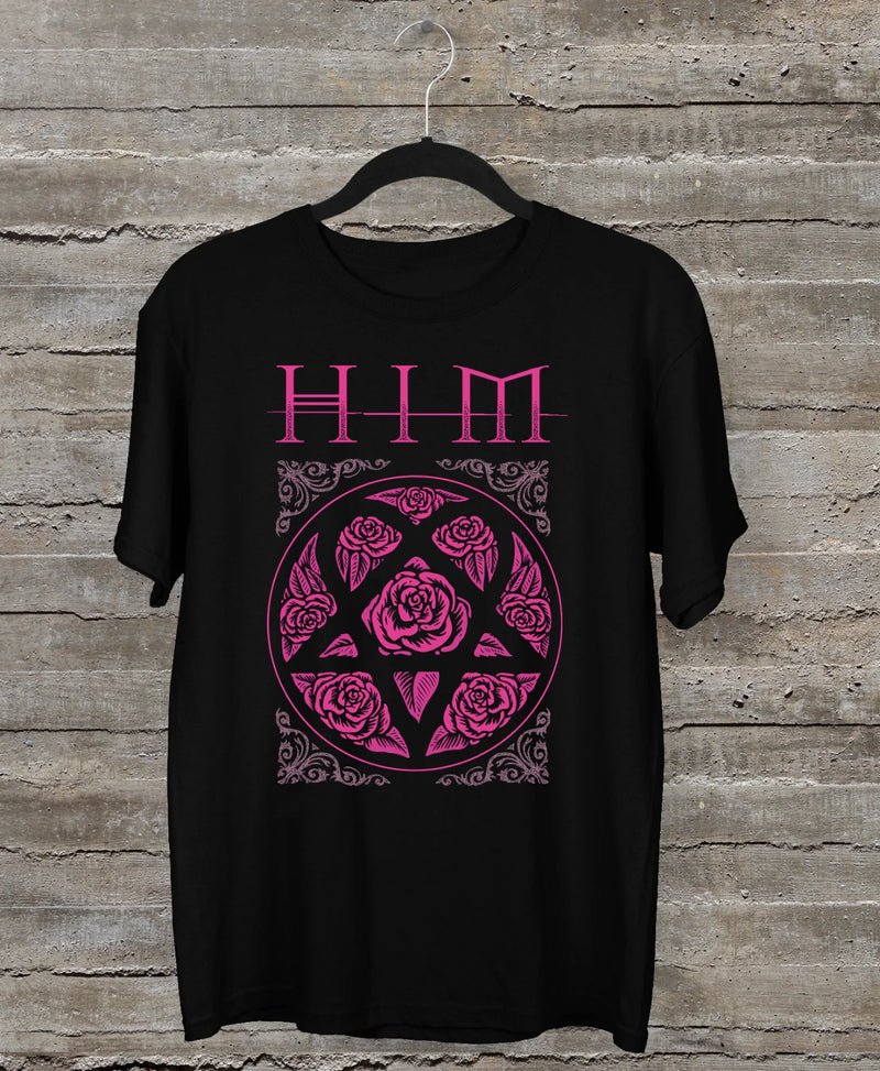 hot new HIM band T-shirt Black Short Sleeve All Sizes S to 5Xl 2F11