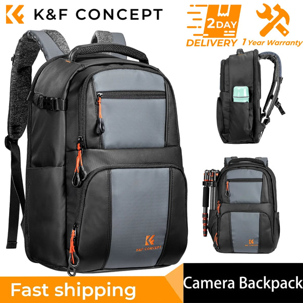 K&F Concept 30L Camera Backpack Large Capacity 33*22*46cm Outdoor Travel Camera Bag for Sony Canon Nikon DSLR with Rain Cover