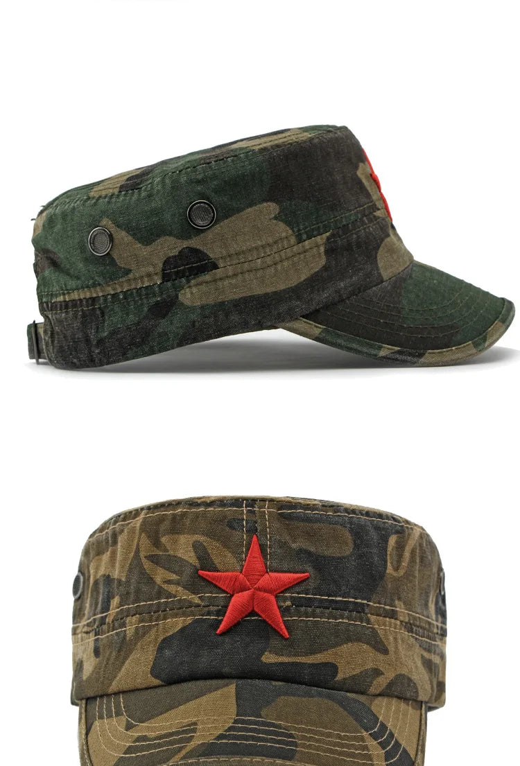 Men's Camouflage Flat Top Baseball Cap, Outdoor Sports Caps, Tactical Dad Hat, Casual Cadet, Trucker Hats