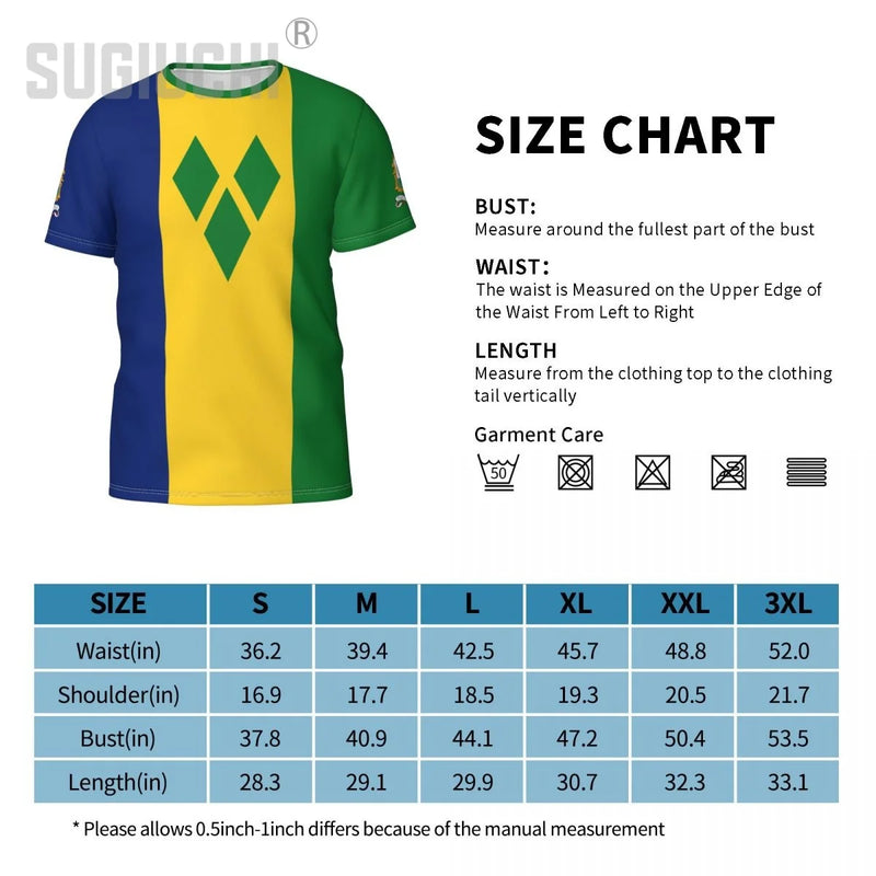 Custom Name Number Saint Vincent And The Grenadines Flag Emblem 3D T-shirts For Men Tees jersey team Soccer Football Fans Gift