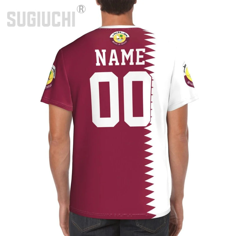 Custom Name Number Qatar Flag Emblem 3D T-shirts For Men Women Tees jersey team Clothes Soccer Football Fans Gift T shirt