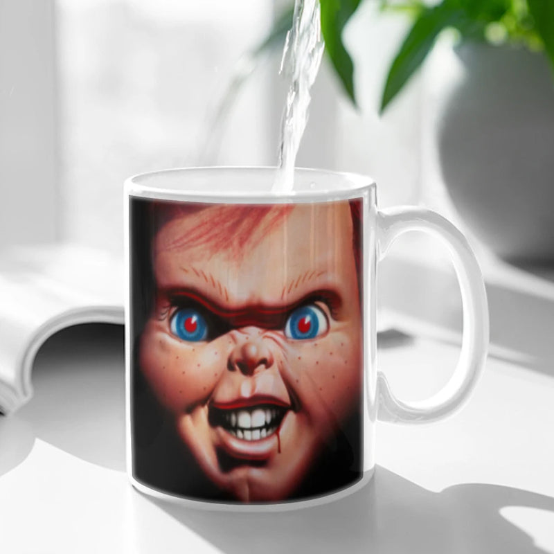 Horror Movie Chucky Child's Play Coffee Mug 11oz Fun Ceramic Coffee Tea Cocoa Cup Handle Tea Drink Cup