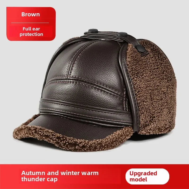 Winter Warm Ear Protect Cap Hat Men Outdoor Windproof Cap Bomber Hat Baseball Cap Ear Warm Man Dad Father Grandpa Gift