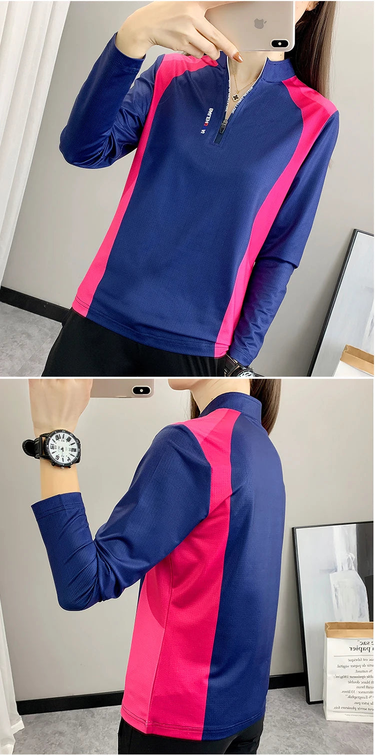 Quick Drying Long Sleeve T-Shirt for Female Breathable Outdoor Sweatshirt Fashion Leisure Print Women Hiking Running Marathon