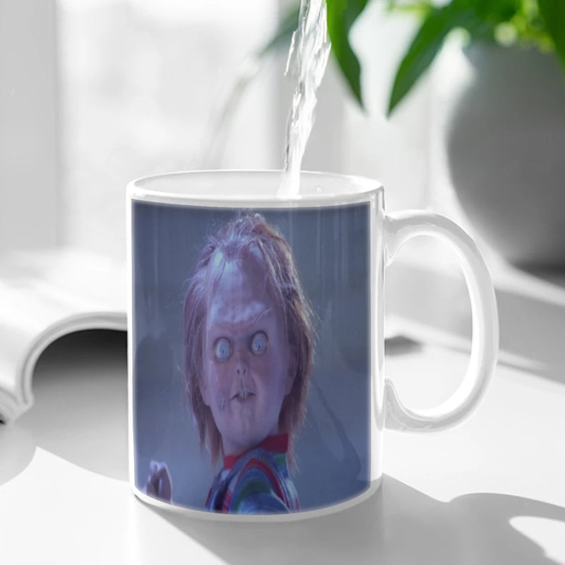 Horror Movie Chucky Child's Play Coffee Mug 11oz Fun Ceramic Coffee Tea Cocoa Cup Handle Tea Drink Cup