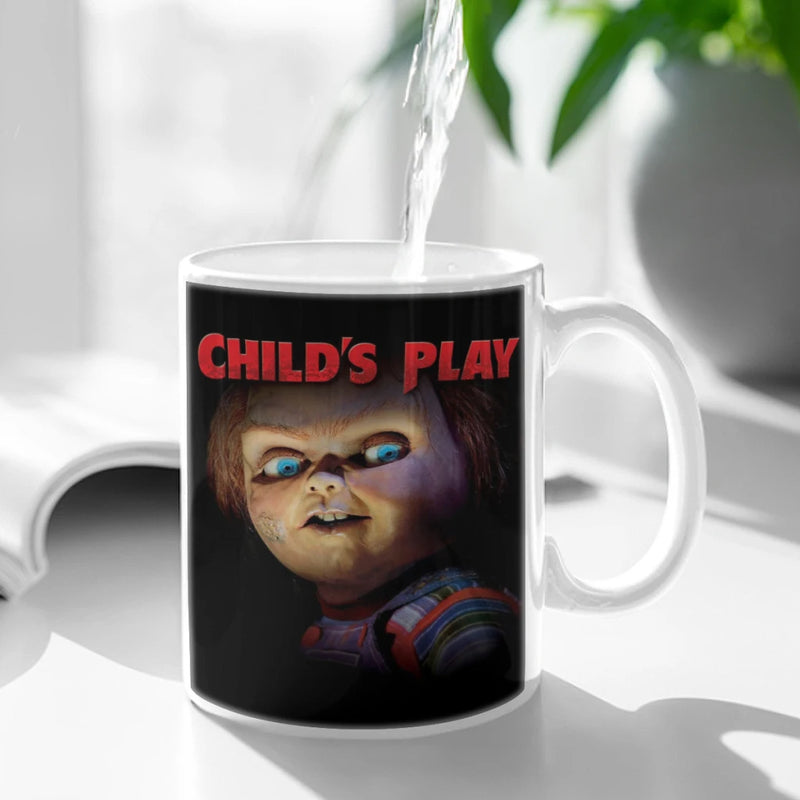 Horror Movie Chucky Child's Play Coffee Mug 11oz Fun Ceramic Coffee Tea Cocoa Cup Handle Tea Drink Cup