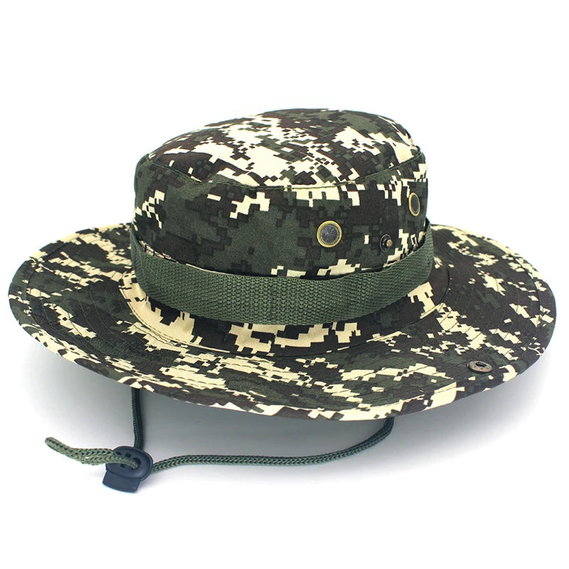 Men & Women Sun Hat Camouflage Tactical Cap  Outdoor Sports Sun Bucket Cap Fishing Hiking Hunting Hats 60CM