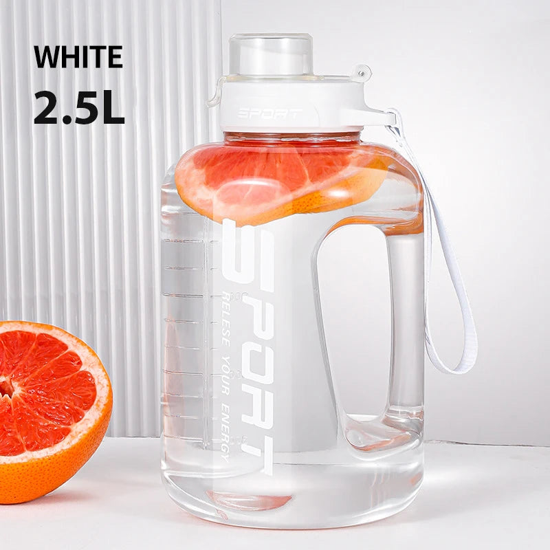 1.2L/1.7L/2.5L Large Capacity Water Bottle Big Belly Cup Sports Water Bottle Ton Ton Bucket Student Portable Plastic Space Cup