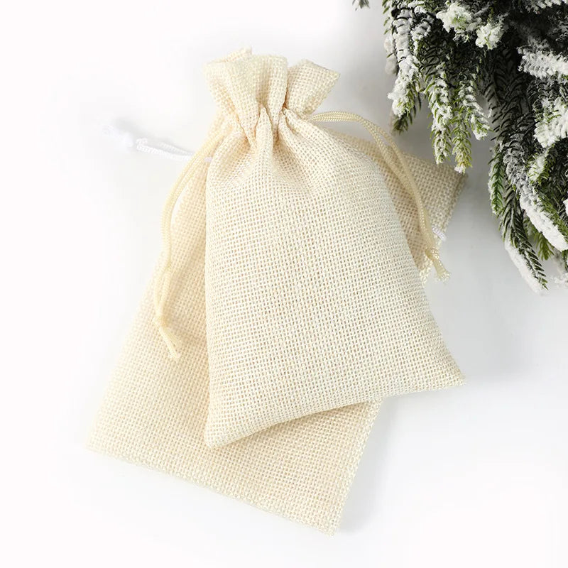 30/50 Pcs Multi Colors Jute Storage Bags Christmas Party Wedding Gift Fabric Package Drawstring Pouches Gift Bag 7x9/10x14cm