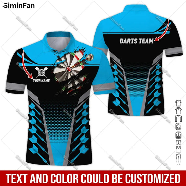 Custom Name Colorful Darts Team Mens Polo Shirts 3D Printed Male Short Sleeve Lapel Tee Summer Sporty Tennis Tshirt Female Top-5