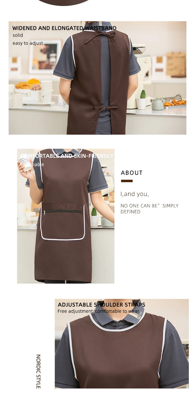 Custom Logo Brown Green Supermarket Convenience Studio Store Workwear Clothes Unifrom Working Vest Aprons With Zip Big Pokcets