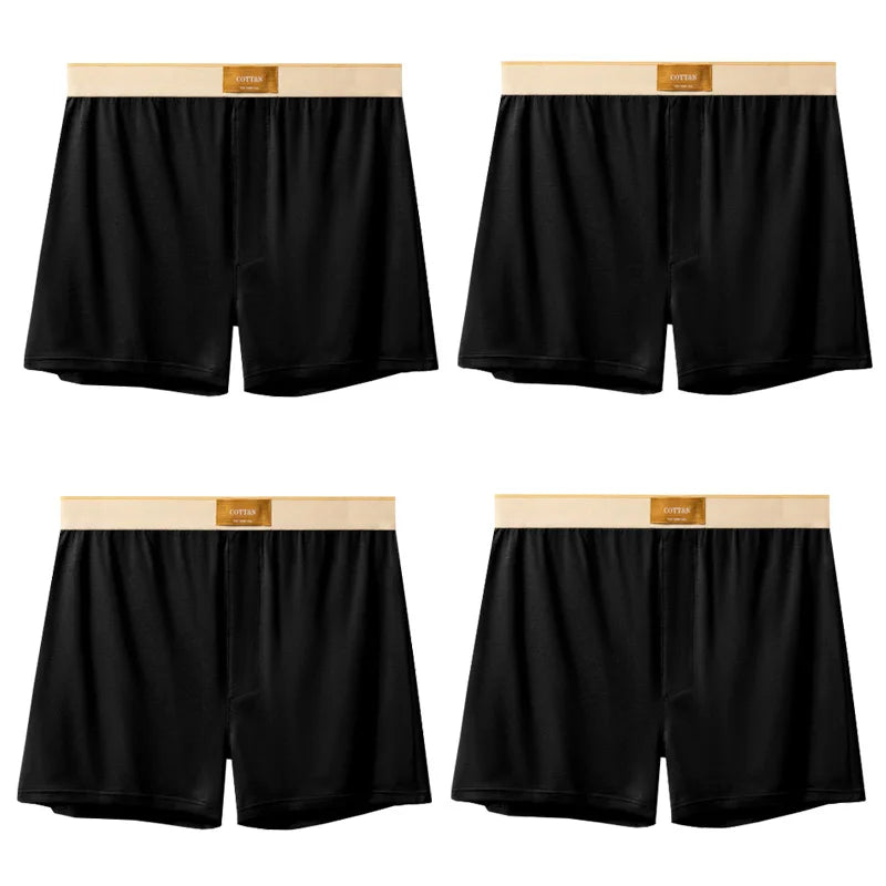 4pcs Male Arrow Pants Men Cotton Boxers Shorts Loose Mid-Waisted Men's Plus Size Underwear Homewear Comfortable Panties