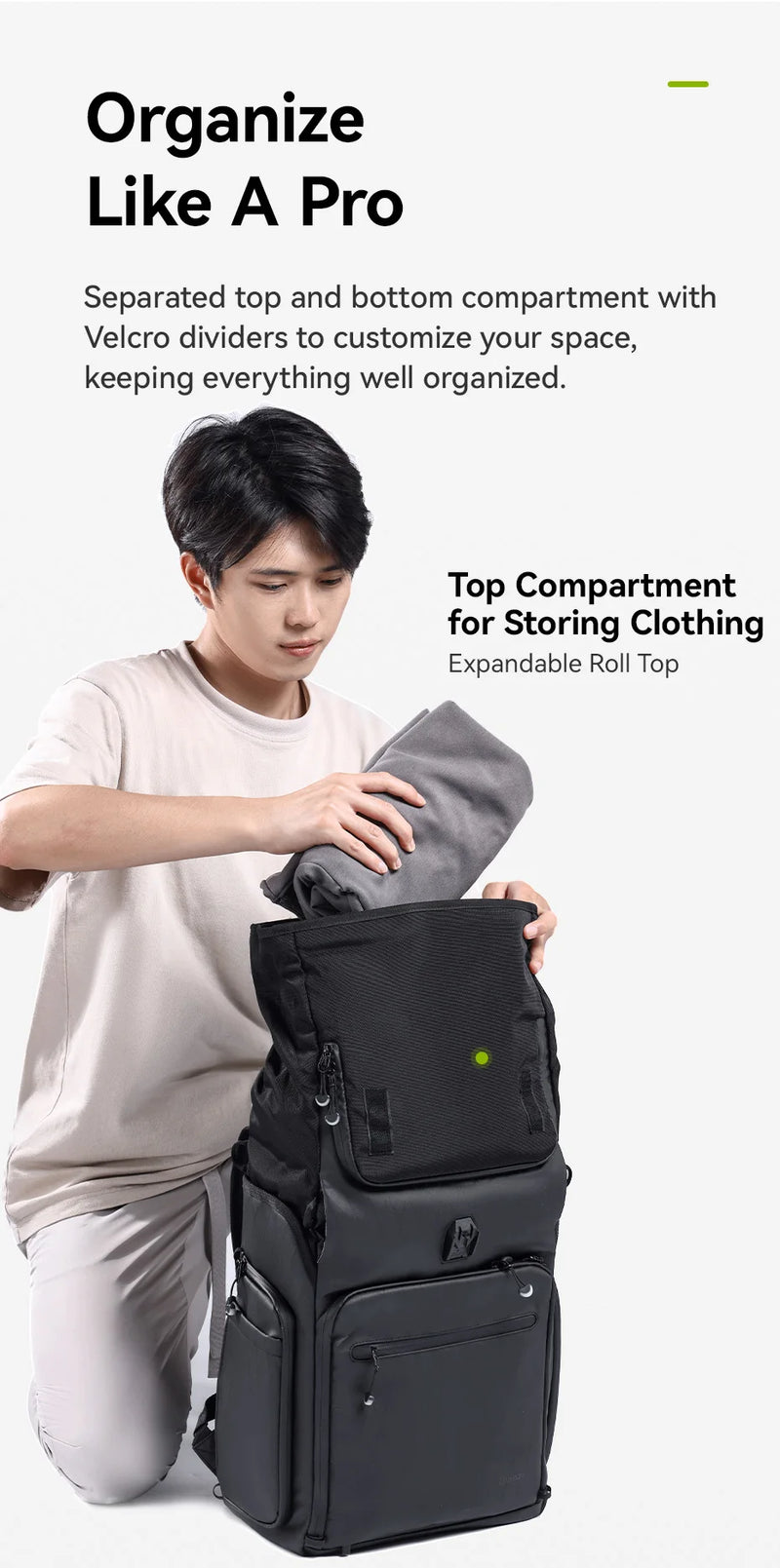 Ulanzi BT01 Business Travel Backpack 25.5-32.64L Capacity for Outdoor Photography Short Trip Water-repellent Fabric Camera Bag