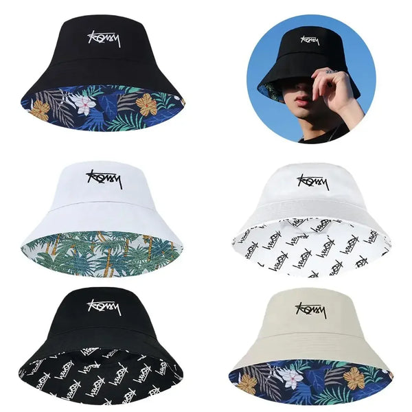 Summer Big Letter Bucket Hat For Men Women Korean Fisherman Hat Reversible Hawaii Large Cap Hat Plus Size Panama