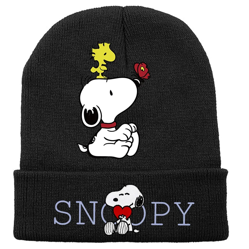 Snoopy Knitted Hats Kawaii Peanuts Comic Skullies Beanies Boys Girls Winter Warmer Bonnet Women Men Kids Casual Cap Anime Gift