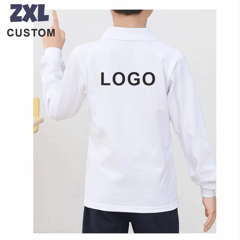 Custom Cotton Polo Kids Shirts Logo Design DIY Print Embroidery  Soft Comfortable And Skin-Friendly Long Sleeve Boy's Polos