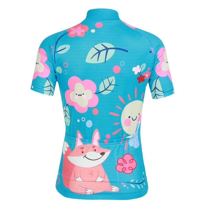 Cartoon Printed Short Sleeve Children's Cycling Jersey Quick-dry Mesh Cloth MTB Bike Riding Wear Boys Girls Bicycle Clothing