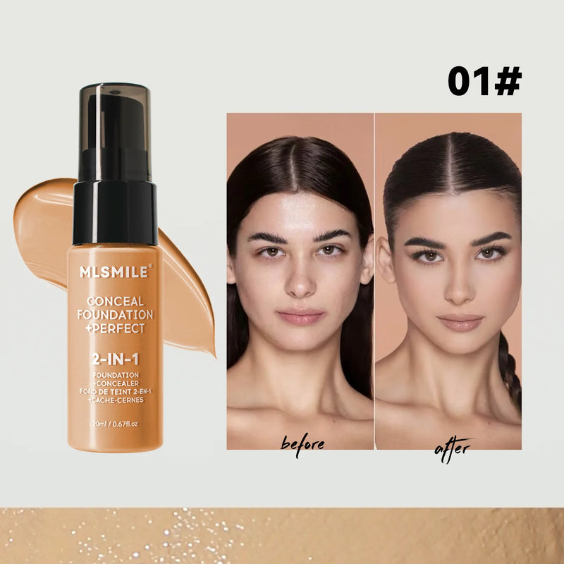 20ml Concealer Foundation Liquid Waterproof Oil-control Perfect Cover Dark Circles Skin Care Women Face Makeup New