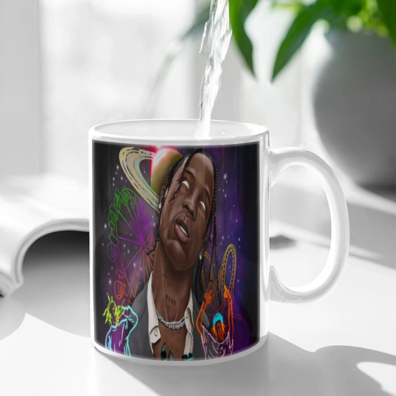 Jackboys Travis Scott Coffee Mug 11oz Fun Ceramic Coffee Tea Cocoa Cup Handle Tea Drink Cup