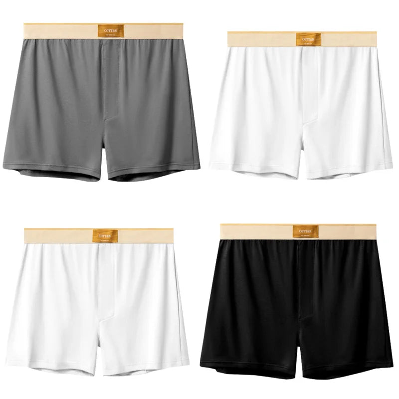 4pcs Male Arrow Pants Men Cotton Boxers Shorts Loose Mid-Waisted Men's Plus Size Underwear Homewear Comfortable Panties