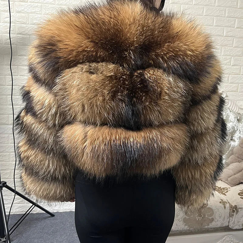 MAOMAOKONG 2024 Plus Size tops Clothing Curve coat Women's Natural real raccoon Fur Coat winter jackets outerwears Female Vest