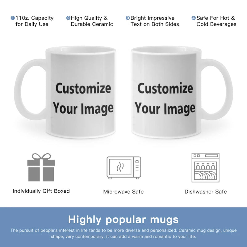 Personalised Your Photo Mug, Custom NAME IMAGE TEXT Cup,Customize Coffee Mugs, Tea Cups, Mothers day, Wedding Gift