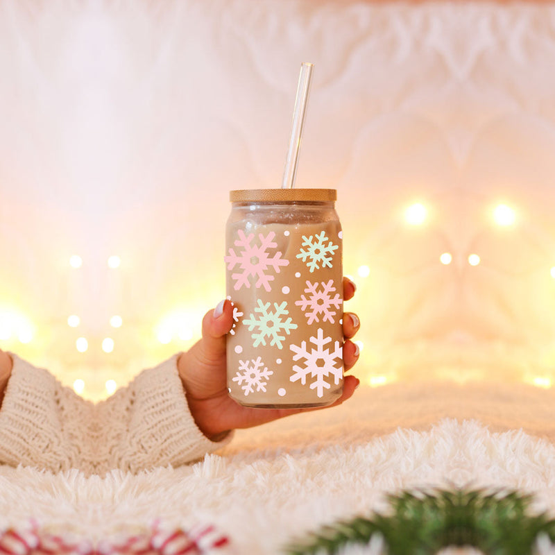 Pastel Snowflakes | Pink Christmas Glass Cups