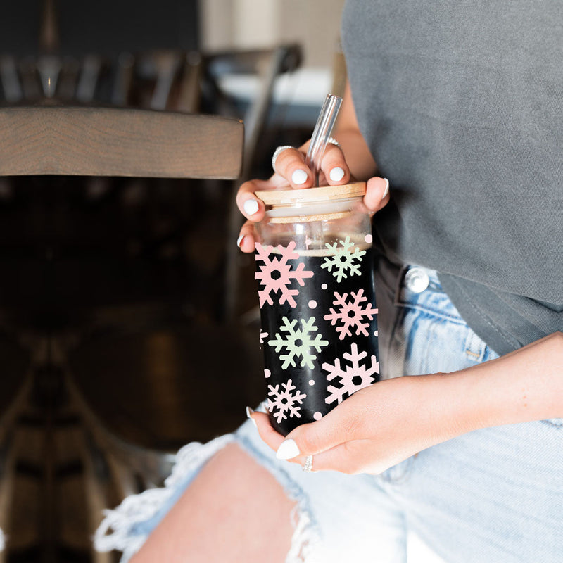 Pastel Snowflakes | Pink Christmas Glass Cups